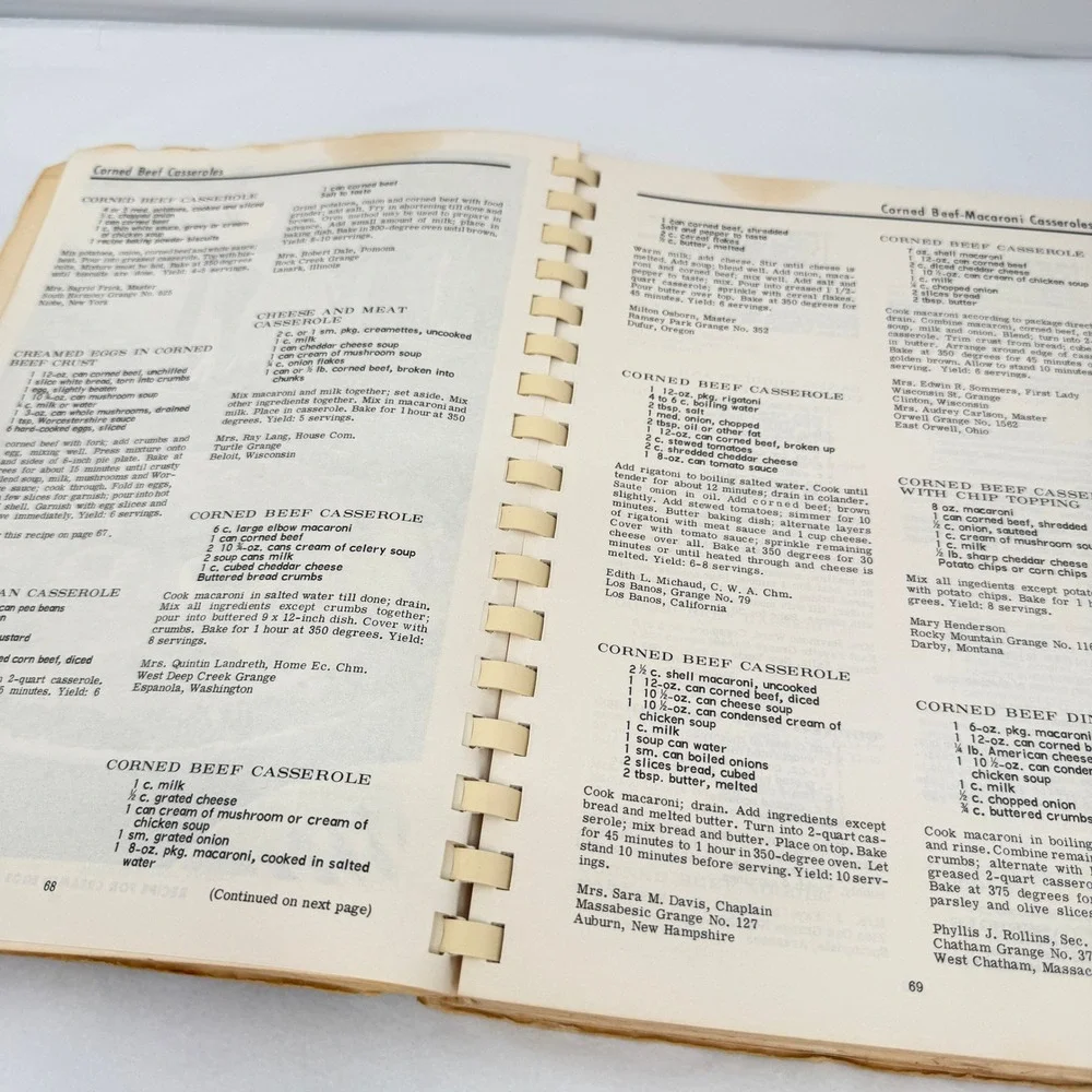 The Grange Cookbook‎ Casseroles Vintage 1969 Recipes Retro Spiral ACCEPTABLE